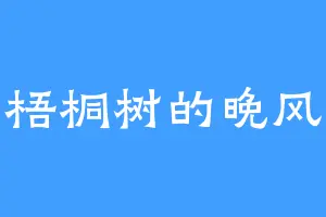 梧桐树的晚风