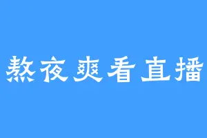 熬夜爽看直播