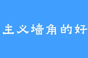 社会主义墙角的好青年
